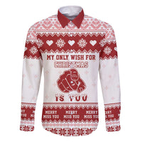 Romantic Christmas Family Matching Off The Shoulder Long Sleeve Dress and Hawaiian Shirt My Only Wish For Xmas Is You LT05 - Wonder Print Shop