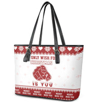 Romantic Christmas Leather Tote Bag My Only Wish For Xmas Is You LT05 - Wonder Print Shop