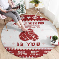 Romantic Christmas Round Carpet My Only Wish For Xmas Is You