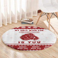 Romantic Christmas Round Carpet My Only Wish For Xmas Is You