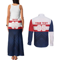France Rugby Custom Couples Matching Tank Maxi Dress and Long Sleeve Button Shirt Go Les Bleus Simple Style - Wonder Print Shop