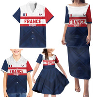France Rugby Custom Family Matching Puletasi and Hawaiian Shirt Go Les Bleus Simple Style - Wonder Print Shop
