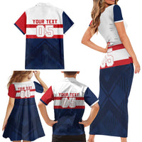 France Rugby Custom Family Matching Short Sleeve Bodycon Dress and Hawaiian Shirt Go Les Bleus Simple Style - Wonder Print Shop
