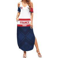France Rugby Custom Family Matching Summer Maxi Dress and Hawaiian Shirt Go Les Bleus Simple Style - Wonder Print Shop
