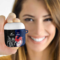 France And New Zealand Rugby AirPods Case Les Bleus Rooster With Maori Tiki - Wonder Print Shop