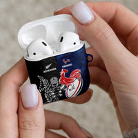 France And New Zealand Rugby AirPods Case Les Bleus Rooster With Maori Tiki - Wonder Print Shop