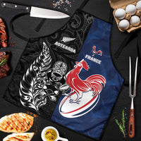 France And New Zealand Rugby Apron Les Bleus Rooster With Maori Tiki - Wonder Print Shop