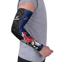 France And New Zealand Rugby Custom Arm Sleeves Les Bleus Rooster With Maori Tiki - Wonder Print Shop