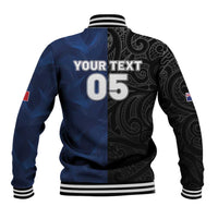 France And New Zealand Rugby Custom Baseball Jacket Les Bleus Rooster With Maori Tiki - Wonder Print Shop