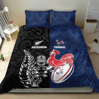 France And New Zealand Rugby Bedding Set Les Bleus Rooster With Maori Tiki - Wonder Print Shop