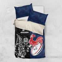 France And New Zealand Rugby Bedding Set Les Bleus Rooster With Maori Tiki - Wonder Print Shop