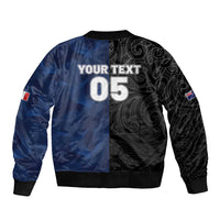 France And New Zealand Rugby Custom Bomber Jacket Les Bleus Rooster With Maori Tiki - Wonder Print Shop