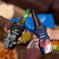 France And New Zealand Rugby Custom 4 in 1 Can Cooler Tumbler Les Bleus Rooster With Maori Tiki - Wonder Print Shop