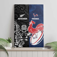 France And New Zealand Rugby Canvas Wall Art Les Bleus Rooster With Maori Tiki - Wonder Print Shop
