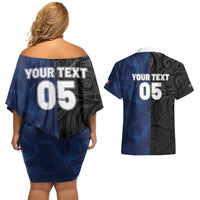 France And New Zealand Rugby Custom Couples Matching Off Shoulder Short Dress and Hawaiian Shirt Les Bleus Rooster With Maori Tiki - Wonder Print Shop