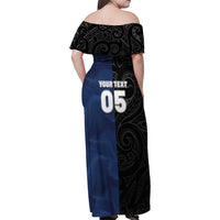 France And New Zealand Rugby Custom Family Matching Off Shoulder Maxi Dress and Hawaiian Shirt Les Bleus Rooster With Maori Tiki - Wonder Print Shop
