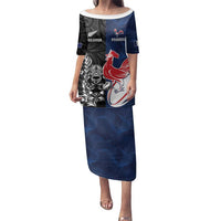 France And New Zealand Rugby Custom Family Matching Puletasi and Hawaiian Shirt Les Bleus Rooster With Maori Tiki - Wonder Print Shop