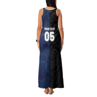 France And New Zealand Rugby Custom Family Matching Tank Maxi Dress and Hawaiian Shirt Les Bleus Rooster With Maori Tiki - Wonder Print Shop