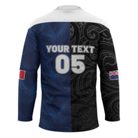France And New Zealand Rugby Custom Hockey Jersey Les Bleus Rooster With Maori Tiki - Wonder Print Shop