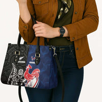 France And New Zealand Rugby Leather Bag Les Bleus Rooster With Maori Tiki - Wonder Print Shop