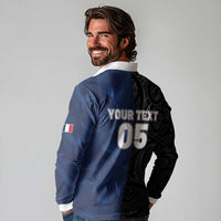 France And New Zealand Rugby Custom Long Sleeve Polo Shirt Les Bleus Rooster With Maori Tiki - Wonder Print Shop