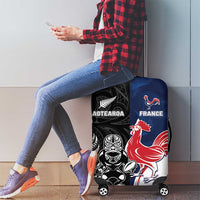 France And New Zealand Rugby Luggage Cover Les Bleus Rooster With Maori Tiki - Wonder Print Shop