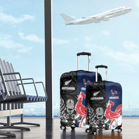 France And New Zealand Rugby Luggage Cover Les Bleus Rooster With Maori Tiki - Wonder Print Shop