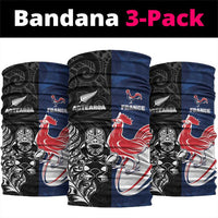 France And New Zealand Rugby Neck Gaiter Les Bleus Rooster With Maori Tiki - Wonder Print Shop