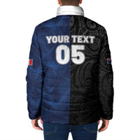 France And New Zealand Rugby Custom Padded Jacket Les Bleus Rooster With Maori Tiki - Wonder Print Shop