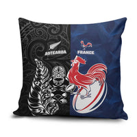 France And New Zealand Rugby Pillow Cover Les Bleus Rooster With Maori Tiki - Wonder Print Shop