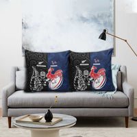 France And New Zealand Rugby Pillow Cover Les Bleus Rooster With Maori Tiki - Wonder Print Shop