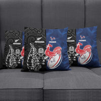 France And New Zealand Rugby Pillow Cover Les Bleus Rooster With Maori Tiki - Wonder Print Shop