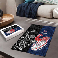 France And New Zealand Rugby Puzzle Les Bleus Rooster With Maori Tiki - Wonder Print Shop