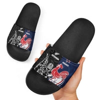 France And New Zealand Rugby Slide Sandals Les Bleus Rooster With Maori Tiki - Wonder Print Shop