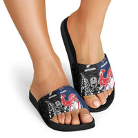 France And New Zealand Rugby Slide Sandals Les Bleus Rooster With Maori Tiki - Wonder Print Shop