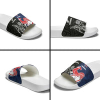 France And New Zealand Rugby Slide Sandals Les Bleus Rooster With Maori Tiki - Wonder Print Shop
