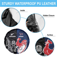 France And New Zealand Rugby Spare Tire Cover Les Bleus Rooster With Maori Tiki - Wonder Print Shop