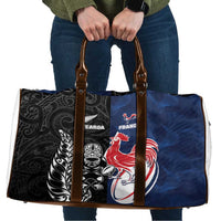France And New Zealand Rugby Travel Bag Les Bleus Rooster With Maori Tiki - Wonder Print Shop
