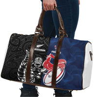 France And New Zealand Rugby Travel Bag Les Bleus Rooster With Maori Tiki - Wonder Print Shop