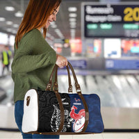 France And New Zealand Rugby Travel Bag Les Bleus Rooster With Maori Tiki - Wonder Print Shop