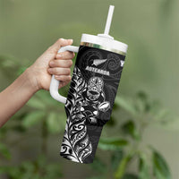 France And New Zealand Rugby Custom Tumbler With Handle Les Bleus Rooster With Maori Tiki - Wonder Print Shop