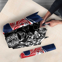 France And New Zealand Rugby Umbrella Les Bleus Rooster With Maori Tiki - Wonder Print Shop