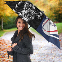 France And New Zealand Rugby Umbrella Les Bleus Rooster With Maori Tiki - Wonder Print Shop