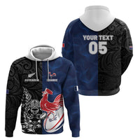 France And New Zealand Rugby Custom Zip Hoodie Les Bleus Rooster With Maori Tiki - Wonder Print Shop
