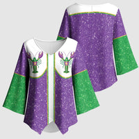Mardi Gras Crawfish Kimono Sleeve Blouse Western Yoke Glitter Style