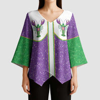 Mardi Gras Crawfish Kimono Sleeve Blouse Western Yoke Glitter Style