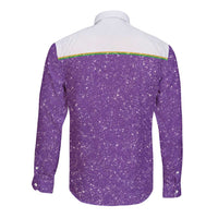 Mardi Gras Crawfish Long Sleeve Button Shirt Western Yoke Glitter Style