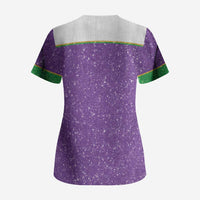 Mardi Gras Crawfish Scrub Top Western Yoke Glitter Style