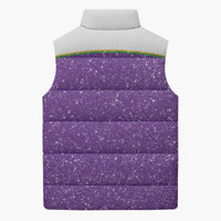 Mardi Gras Crawfish Sleeveless Puffer Jacket Western Yoke Glitter Style