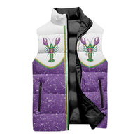 Mardi Gras Crawfish Sleeveless Puffer Jacket Western Yoke Glitter Style